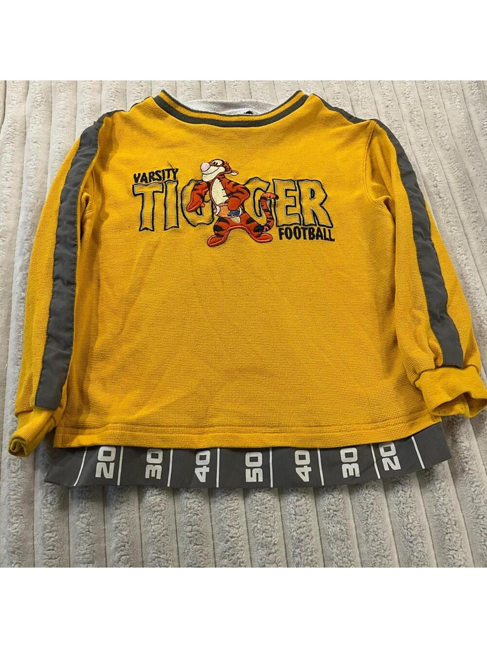 Vintage Kids Yellow Winnie the Pooh Tigger Football Shirt Boys Size 5